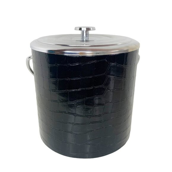 Vintage Irvinware Faux Leather Alligator Print Ice Bucket MCM - Picture 1 of 11